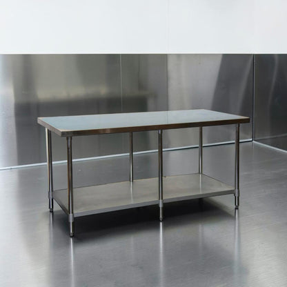 Brand New – GSW WT-EE3072 – 72" x 30" Economy Stainless Steel Work Table – Galvanized Undershelf – 6-Leg Design – ETL Certified – Brand New Scratch & Dent – Ready for Immediate Use!