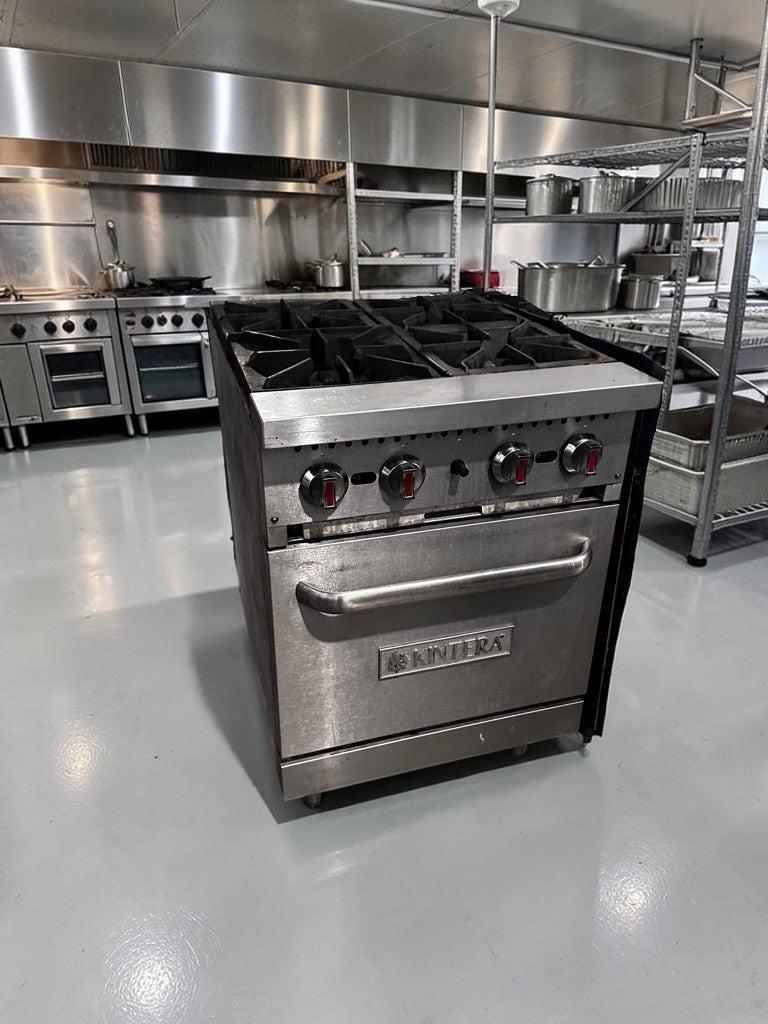 Dependable Condition – Kintera KR4 – 24" Commercial Natural Gas Range – Four 30,000 BTU Open Burners – Standard Oven – 150,000 Total BTU – Fully Tested & Operational!