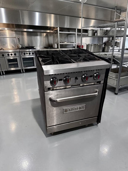 Dependable Condition – Kintera KR4 – 24" Commercial Natural Gas Range – Four 30,000 BTU Open Burners – Standard Oven – 150,000 Total BTU – Fully Tested & Operational!