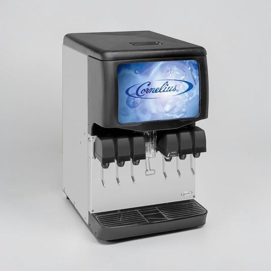 Flawless Condition – Cornelius Enduro 150 / DF150 – Countertop Ice & Post-Mix Beverage Dispenser – 150 lb. Ice Capacity – 6 UFB-1 Sanitary Lever Valves – 115V – NSF & cULus Listed – Fully Tested & Operational!