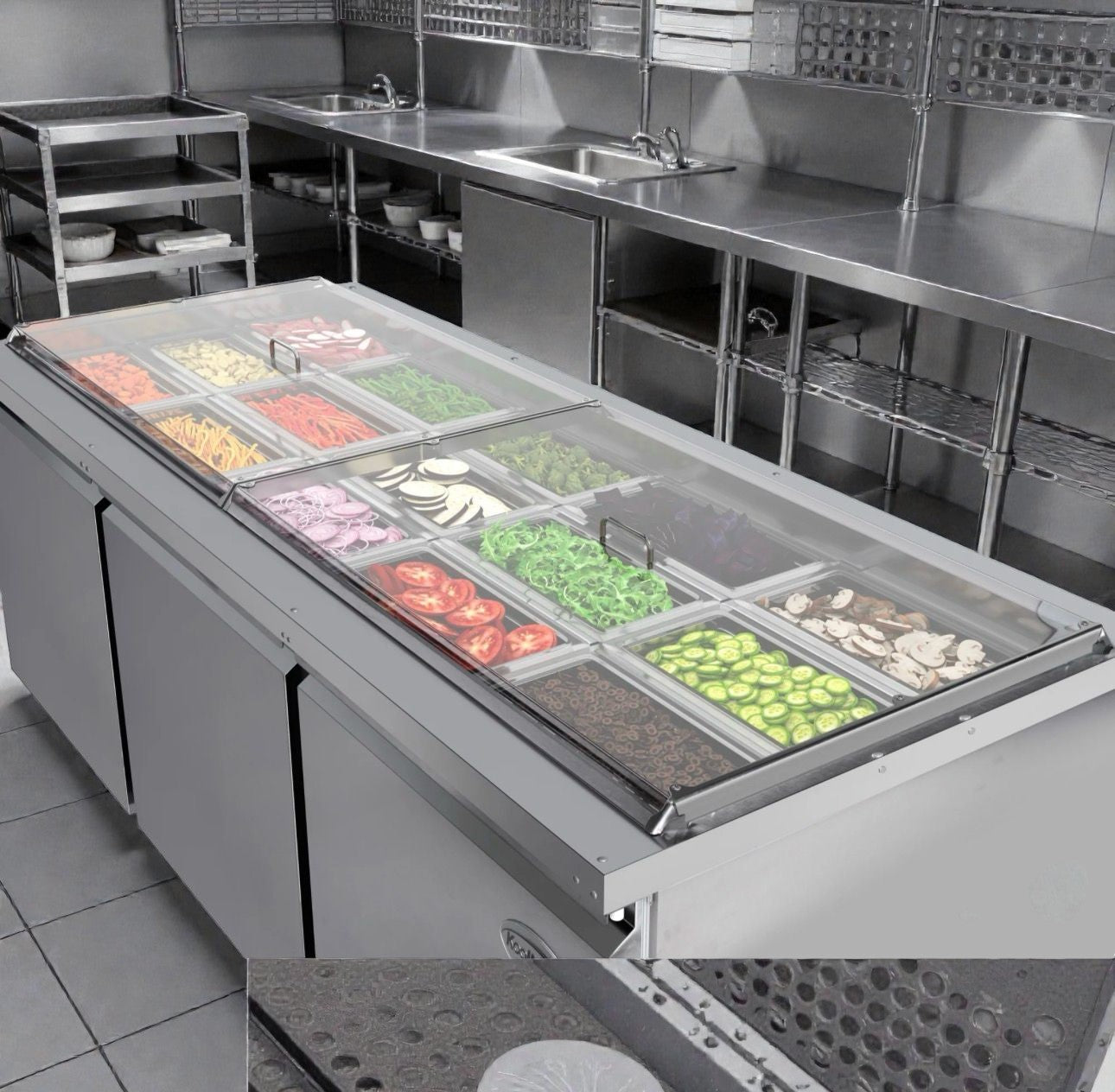 Brand New – Scratch & Dent  –  Koolmore 72" Commercial Refrigerated Prep Station Cold Table