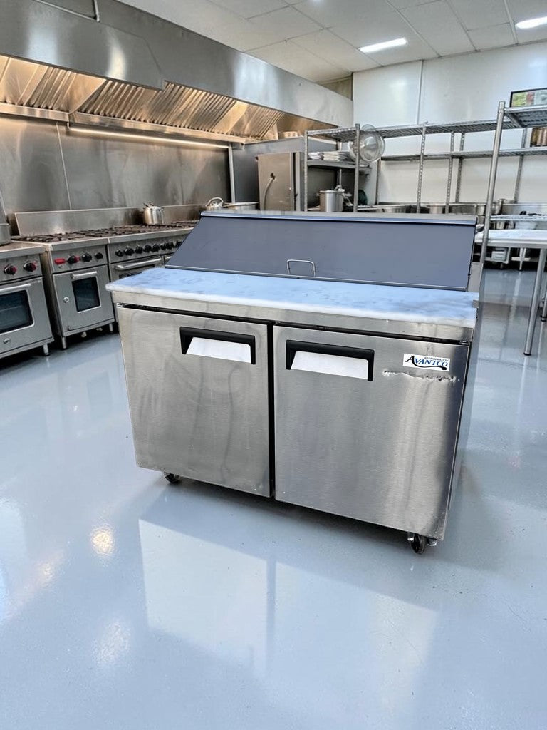 Elite Condition – Avantco APT-48-HC – 47" Commercial Two-Door Refrigerated Sandwich & Salad Prep Table – 12-Pan Capacity – 115V – ETL & NSF Certified – Fully Tested & Operational!