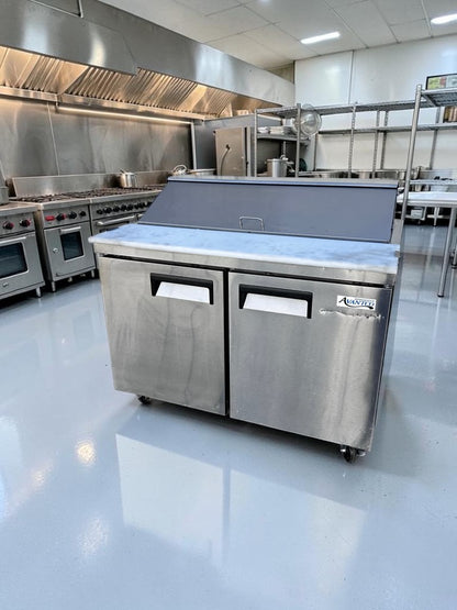Elite Condition – Avantco APT-48-HC – 47" Commercial Two-Door Refrigerated Sandwich & Salad Prep Table – 12-Pan Capacity – 115V – ETL & NSF Certified – Fully Tested & Operational!