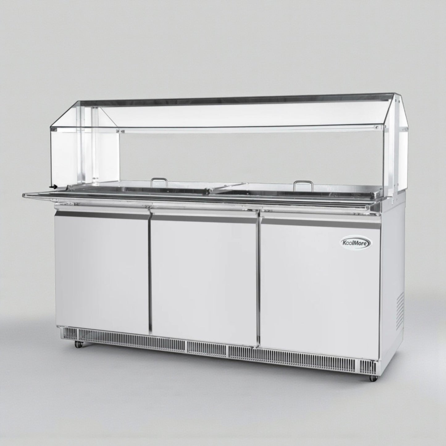 Premium Condition – KoolMore KM-RBT-72CSFG – 70.6" Stainless Steel Commercial Refrigerated Prep Station – 15 Pans w/ Covers – 115V – Fully Tested & Operational!