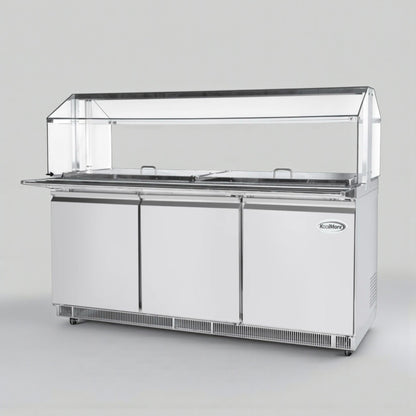 Premium Condition – KoolMore KM-RBT-72CSFG – 70.6" Stainless Steel Commercial Refrigerated Prep Station – 15 Pans w/ Covers – 115V – Fully Tested & Operational!