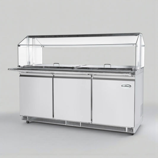 Premium Condition – KoolMore KM-RBT-72CSFG – 70.6" Stainless Steel Commercial Refrigerated Prep Station – 15 Pans w/ Covers – 115V – Fully Tested & Operational!