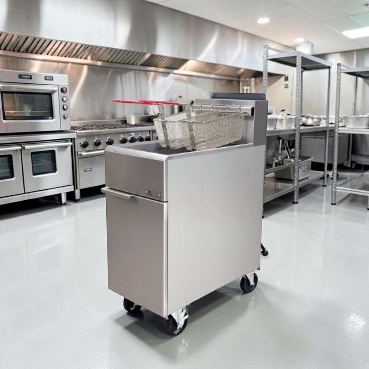 Dependable Condition – Cooler Depot HFRF-120B-NG – Commercial 50 lb. Natural Gas Floor Fryer – Four Burners – 120,000 BTU – Twin Baskets – ETL & NSF Certified – Fully Tested & Operational!