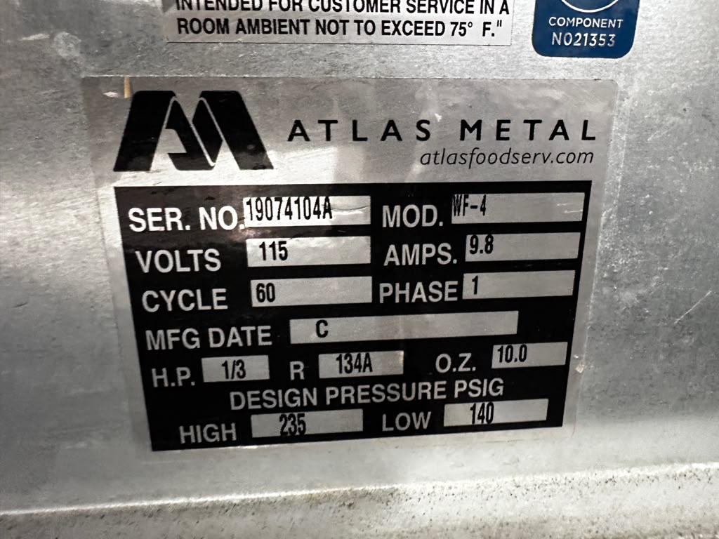 Elite Condition – Atlas Metal WF-4 – 52-3/4″ Commercial Frost Top Drop-In Unit – Self-Contained Refrigeration – 115V – Fully Tested & Operational!