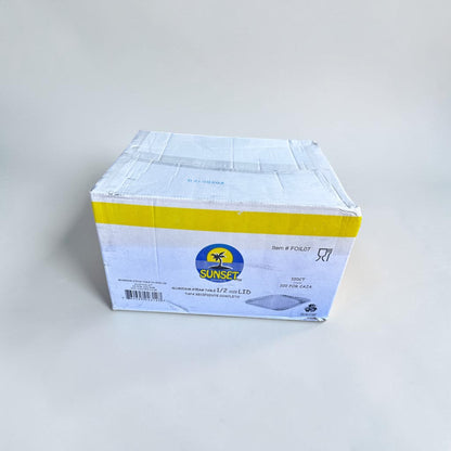 Brand New Condition – Sunset Brands FOIL07 – Aluminum Steam Table 1/2 Size Lids – 100 Count Case – Disposable Catering Pan Covers – Ready for Immediate Use!