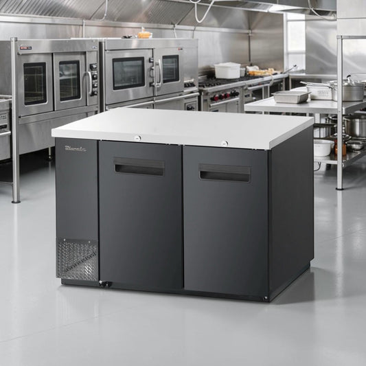 Well-Maintained Condition – Blue Air BBB59-2B – 59" Two-Section Commercial Back Bar Cooler – Two Solid Locking Doors – Stainless Steel Top – 19.4 Cu. Ft. – 115V – Fully Tested & Operational!