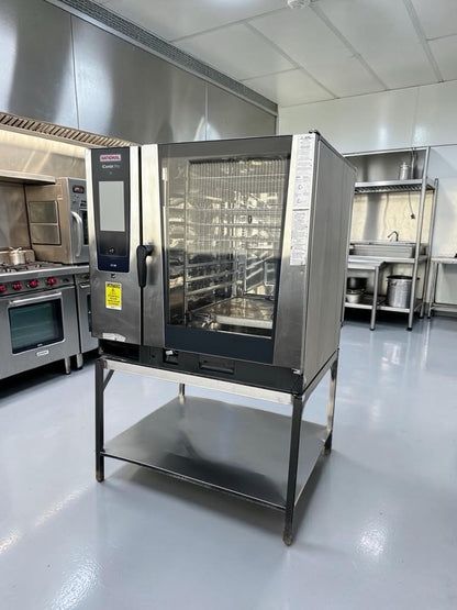 Immaculate Condition – Rational iCombi Pro 10-Full Size Electric – Commercial Intelligent Combi Oven – 10 Full-Size Sheet Pan Capacity – Mobile Oven Rack & Stainless Steel Stand – 208/240V – Fully Tested & Operational!