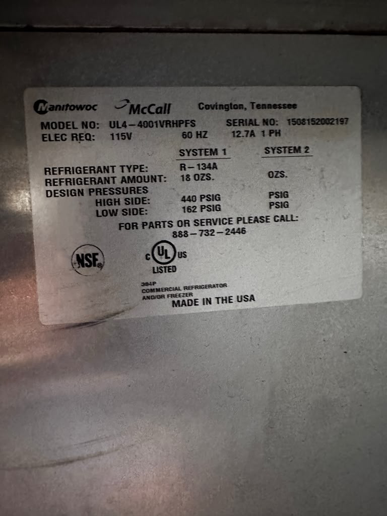 Prime Condition – McCall UL4-4001VRHPFS – 39" One-Section Commercial Roll-In Refrigerator / Retarder – 38.8 Cu. Ft. – 115V – Fully Tested & Operational!