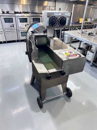 Exceptional Condition – Ming Chun MG-666 – Commercial Conveyor Vegetable Cutting Machine – Adjustable Blade & Belt Speeds – 110V – Fully Tested & Operational!