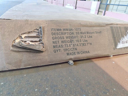 Brand New – Scratch & Dent – Koolmore 12" x 72" Stainless Steel Wall Shelf