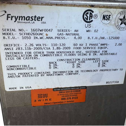 Top-Tier Condition – Frymaster SCFHD260G – Commercial Gas Floor Fryer – (2) 80 lb Vats – 250,000 BTU – Natural Gas – Fully Tested & Operational!