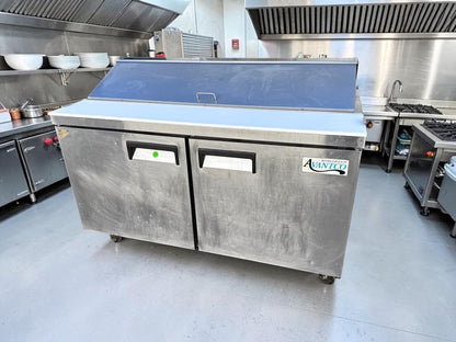Superior Condition – Avantco SS-PT-60-HC – 60" Two-Door Refrigerated Sandwich / Salad Prep Table – 15 Cu. Ft. – 115V – Fully Tested & Operational!