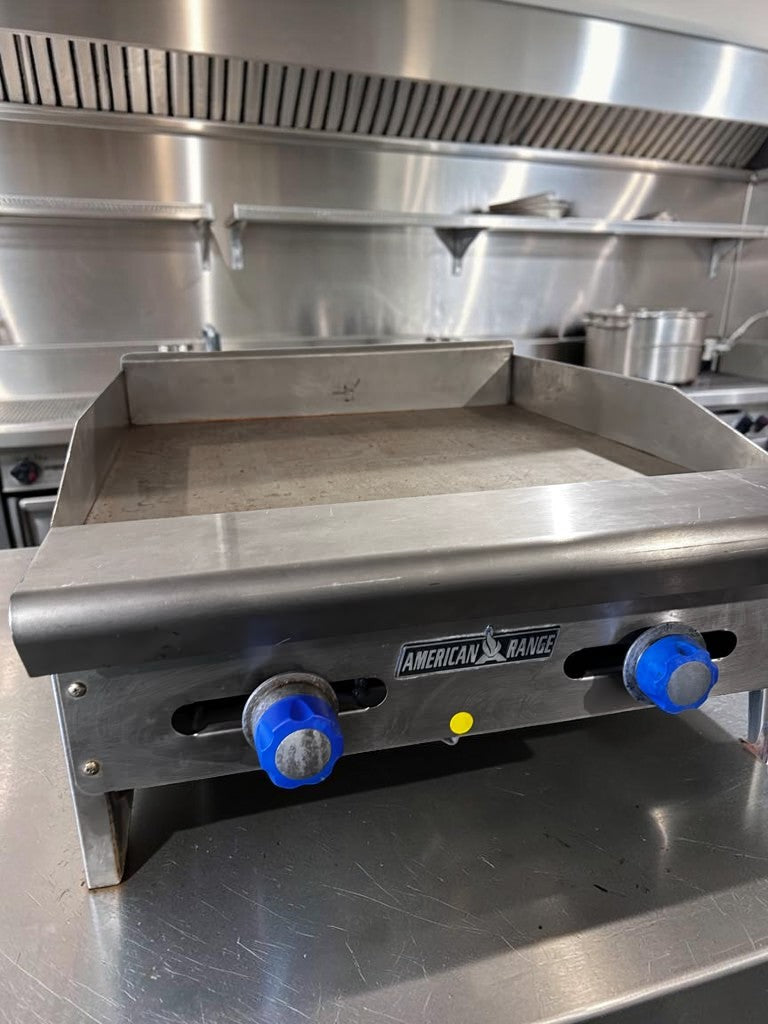 Dependable Condition – American Range ARMG-24 – 24" Countertop Gas Griddle – Manual Controls – 60,000 BTU – Fully Tested & Operational!