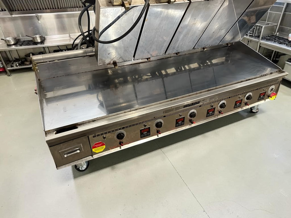 High-Grade Condition – Keating 72x30 MIRACLEAN – 72" Heavy-Duty Commercial Gas Griddle with Top-Side Cooker Attachments – 180,000 BTU – Fully Tested & Operational!
