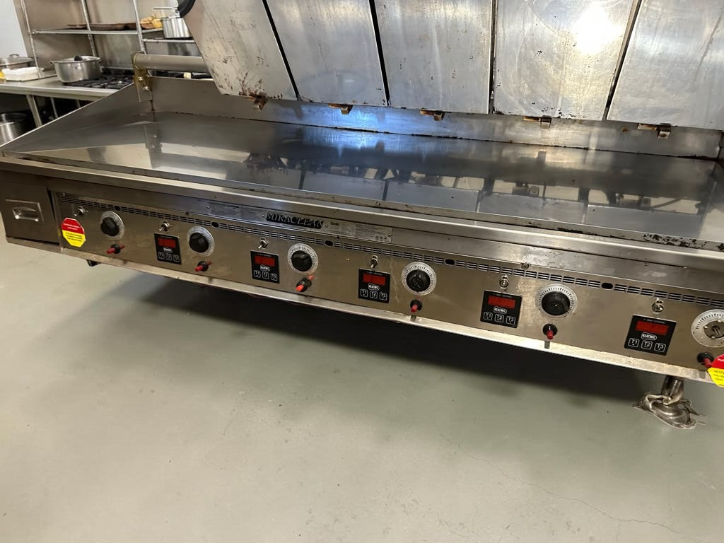 High-Grade Condition – Keating 72x30 MIRACLEAN – 72" Heavy-Duty Commercial Gas Griddle with Top-Side Cooker Attachments – 180,000 BTU – Fully Tested & Operational!