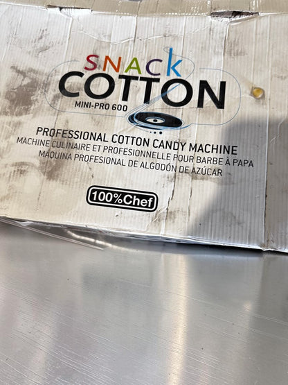 Excellent Condition – 100% Chef Snack Cotton Mini-Pro 600 – Professional Cotton Candy Machine – 115V – 600W – Fully Tested & Operational!
