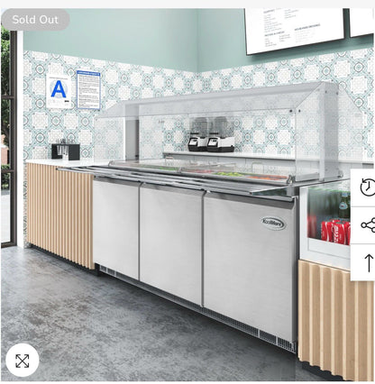 Premium Condition – KoolMore KM-RBT-72CSFG – 70.6" Stainless Steel Commercial Refrigerated Prep Station – 15 Pans w/ Covers – 115V – Fully Tested & Operational!