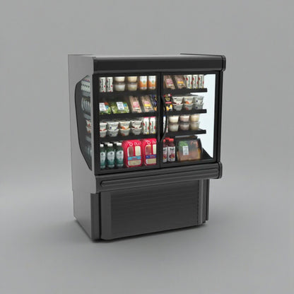 New  – Hussmann MD4060DA microSC™ Two Section Glass Door Merchandiser – 41 5/16" – Black Finish – 115V – Fully Tested & Operational!