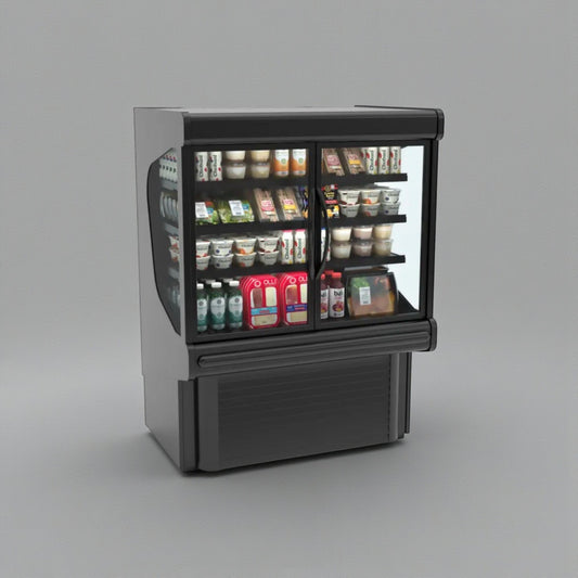 Flawless Condition – Hussmann MD4060DA microSC™ Two Section Glass Door Merchandiser – 41 5/16" – Black Finish – 115V – Fully Tested & Operational!