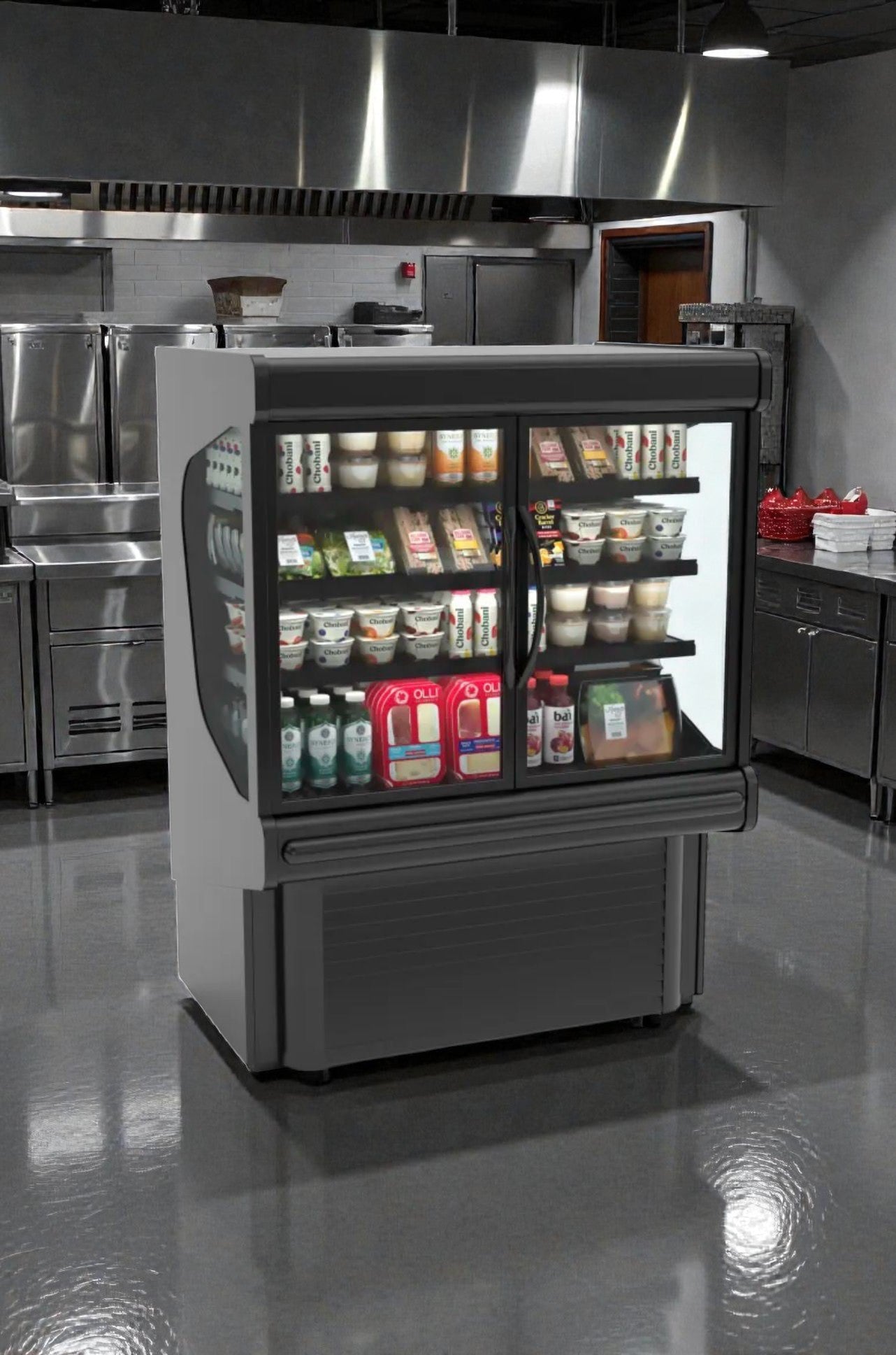 New  – Hussmann MD4060DA microSC™ Two Section Glass Door Merchandiser – 41 5/16" – Black Finish – 115V – Fully Tested & Operational!