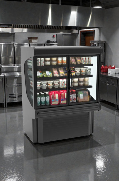 New  – Hussmann MD4060DA microSC™ Two Section Glass Door Merchandiser – 41 5/16" – Black Finish – 115V – Fully Tested & Operational!