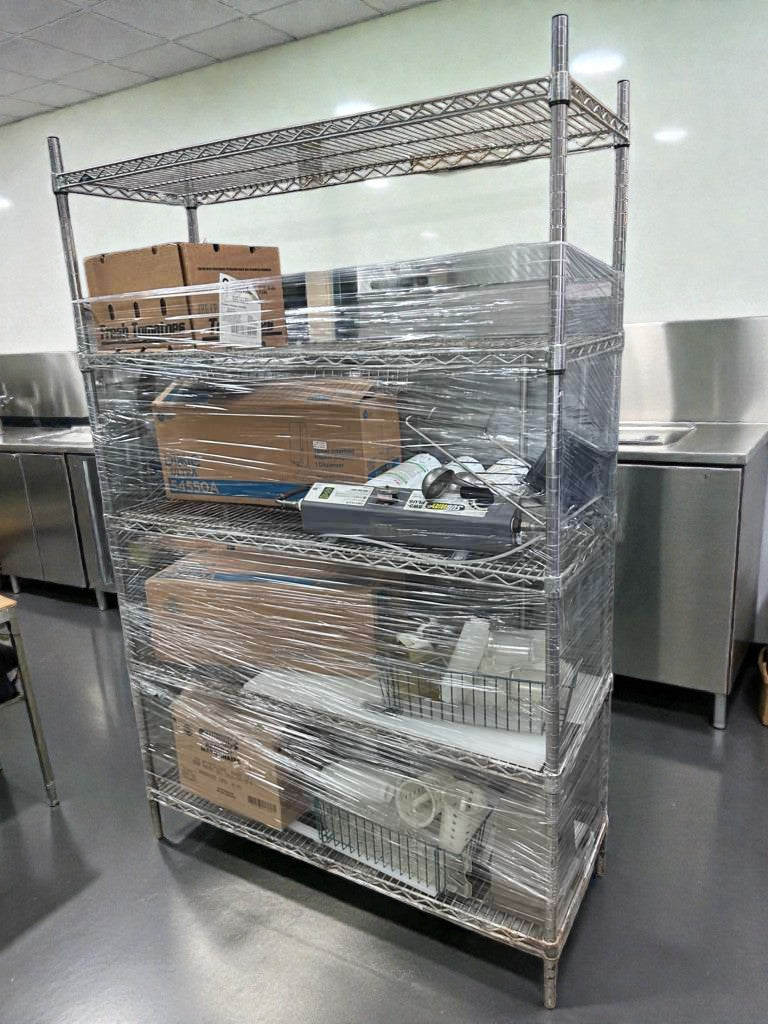 Top-Tier Condition – Commercial Chrome Wire Shelving Rack w/ Contents – Complete Restaurant Storage Lot – Fully Inspected & Ready for Use!
