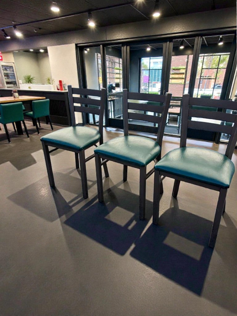 Exceptional Condition – Commercial Restaurant Dining Chairs (QTY 3) – Upholstered Seats – Heavy-Duty Construction – Fully Inspected!