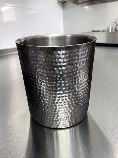 Remarkable Condition – Hammered Silver-Finish Metal Container – 12.25″ Round Open-Top Decorative Vessel – Fully Inspected & Ready for Use!