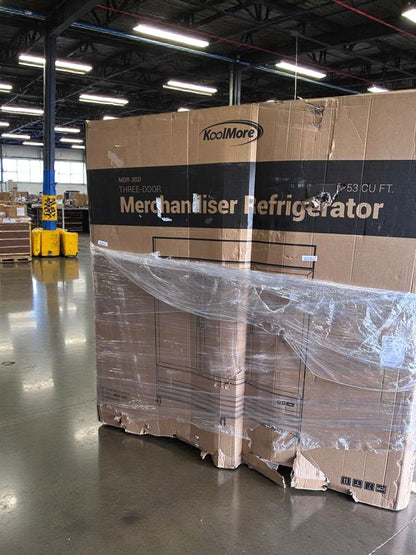 Brand New Condition – KoolMore 3-Door Glass Merchandiser Refrigerator (Scratch & Dent)
