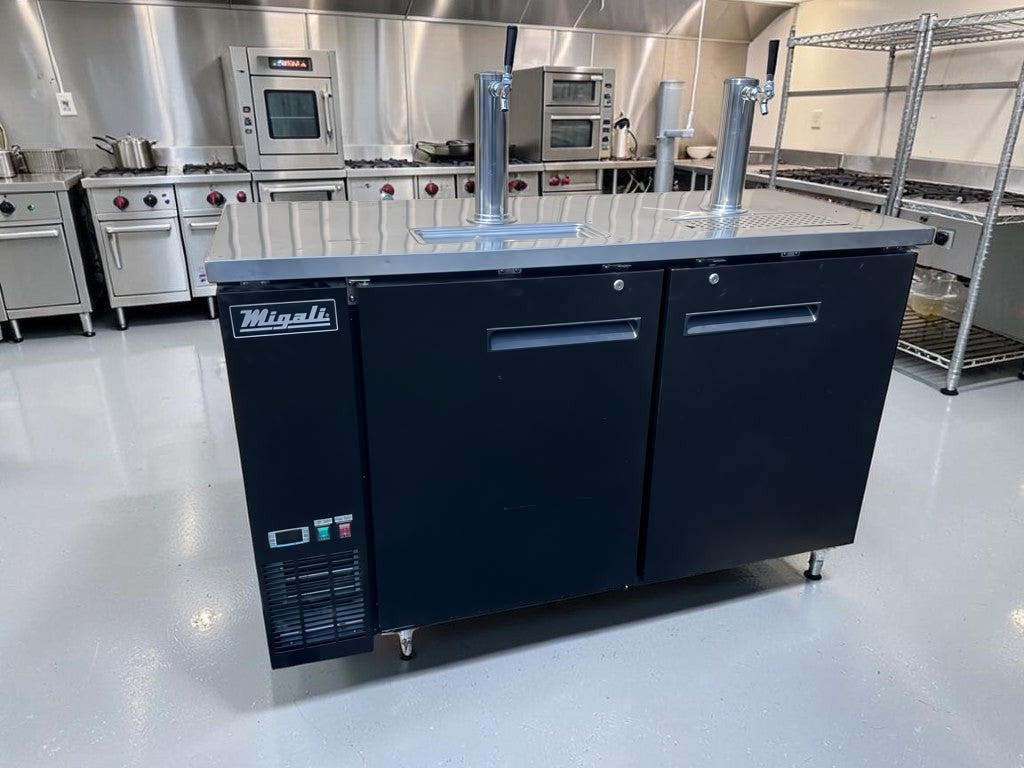 Exceptional Condition – Migali C-DD60-2-HC – 60" Two Door Direct Draw Beer Dispenser – 2 Tap Commercial Kegerator – 115V – Fully Tested & Operational!
