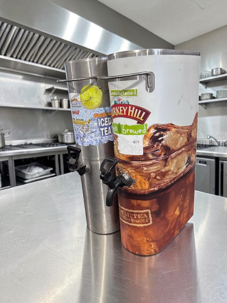 Remarkable Condition – Commercial Narrow Iced Tea Dispenser – 3.5 Gallon Capacity – Stainless Steel – Removable Faucet – Quantity 2!