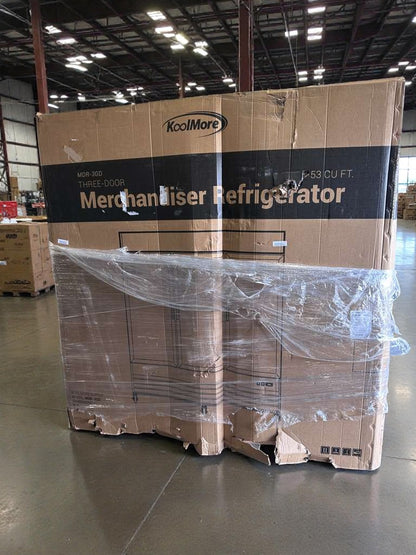 Brand New Condition – KoolMore 3-Door Glass Merchandiser Refrigerator (Scratch & Dent)