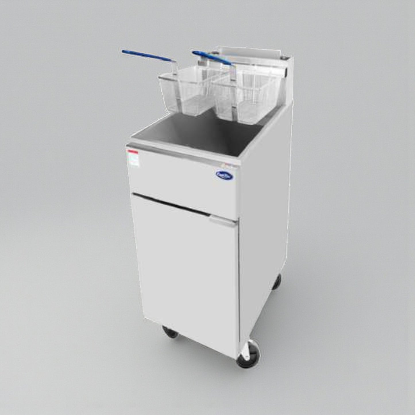 Brand New Condition – Atosa ATFS-40-NG – 15" Natural Gas Commercial Deep Fryer – 40 lb Capacity – 3 Burners – 102,000 BTU – cETLus / ETL-Sanitation Listed – Fully Tested & Operational!