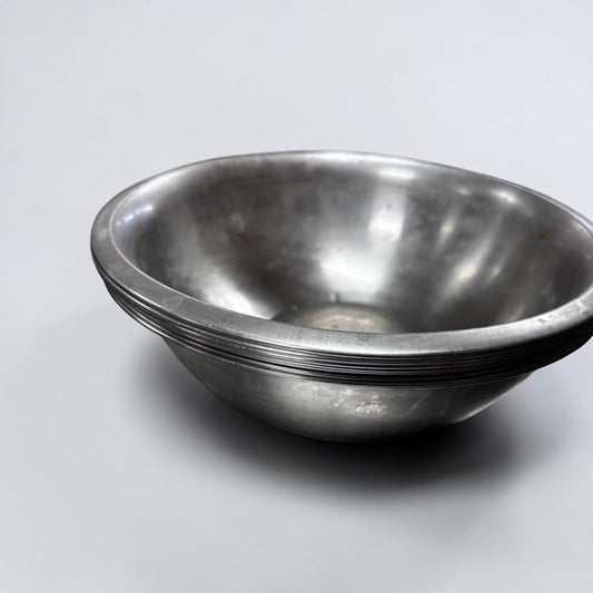 Well-Maintained Condition – 10” Stainless Steel Commercial Salad / Mixing Bowls – Quantity 7 – Stackable – Ready for Commercial Use!