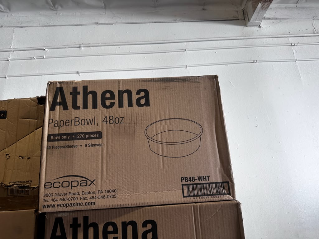 Brand New Condition – EcoPax Athena PB48-WHT – 48 oz Plain White Paper Bowls – 8" Diameter – 270 Pieces Per Case – Quantity 2 Boxes – Ready for Immediate Use!