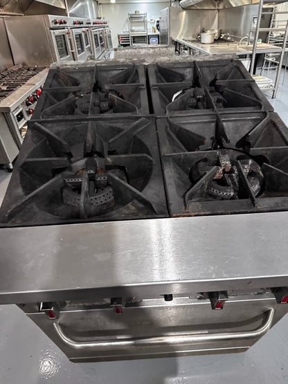 Dependable Condition – Kintera KR4 – 24" Commercial Natural Gas Range – Four 30,000 BTU Open Burners – Standard Oven – 150,000 Total BTU – Fully Tested & Operational!