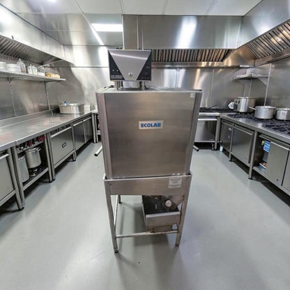 Superior Condition – Ecolab ES-2000 – Commercial Single-Rack Low-Temperature Dishmachine – 40 Racks/Hour – 120V – Stainless Steel – Fully Tested & Operational!
