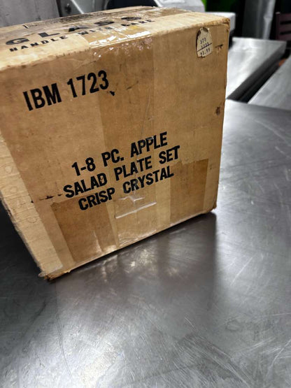 Immaculate Condition – Crisp Crystal Apple-Shaped Glass Salad Plate Set – Quantity 2 Boxes – 16 Plates Total – New Open Box – Ready for Use!