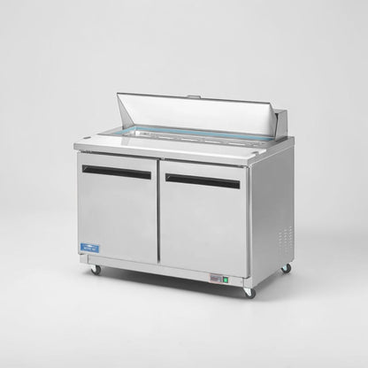 Dependable Condition – Arctic Air AST48RZ – 48″ Two-Door Refrigerated Sandwich & Salad Prep Table – 12-Pan Capacity – 115V – Fully Tested & Operational!