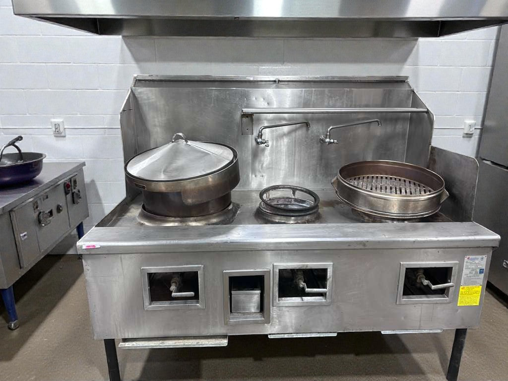 Premium Condition – China Pacific Commercial Gas Wok Range – 3-Ring Burners – NSF Certified – Fully Tested & Operational!