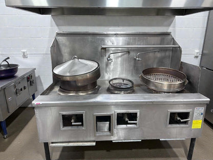 Premium Condition – China Pacific Commercial Gas Wok Range – 3-Ring Burners – NSF Certified – Fully Tested & Operational!