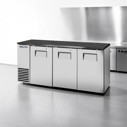 Elite Condition – True TBB-24GAL-72-S – 72″ Three-Door Stainless-Steel Back Bar Cooler – 115V – Fully Tested & Operational!