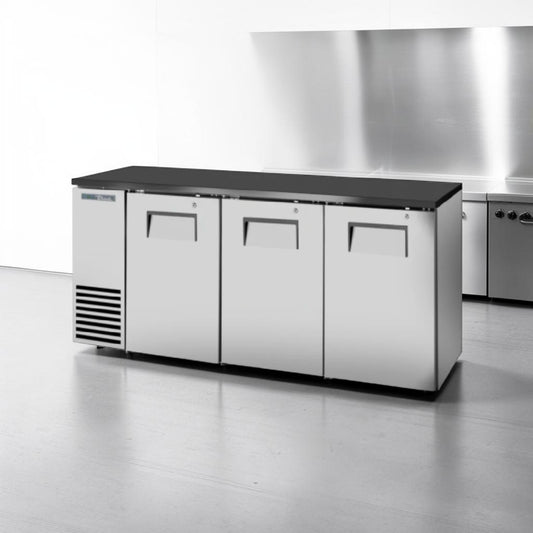 Elite Condition – True TBB-24GAL-72-S – 72″ Three-Door Stainless-Steel Back Bar Cooler – 115V – Fully Tested & Operational!