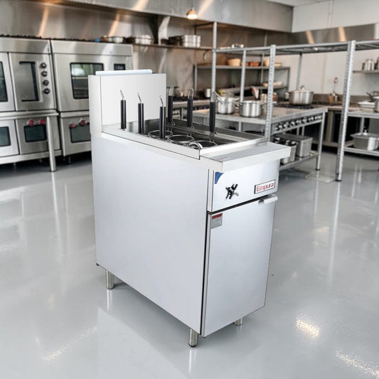 Brand New Condition – Empura E-PC11_NAT – 15.67" Commercial Natural Gas Pasta Cooker – 11-Gallon Tank – Six Baskets – 70,000 BTU – ETL & NSF/ANSI 4 Compliant – New!