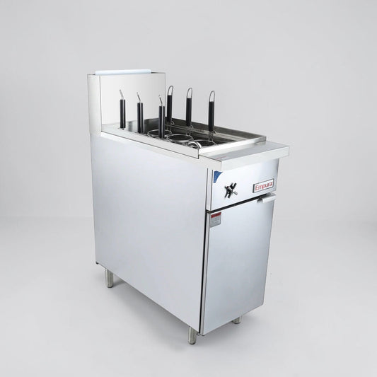 Brand New Condition – Empura E-PC11_NAT – 15.67" Commercial Natural Gas Pasta Cooker – 11-Gallon Tank – Six Baskets – 70,000 BTU – ETL & NSF/ANSI 4 Compliant – New!