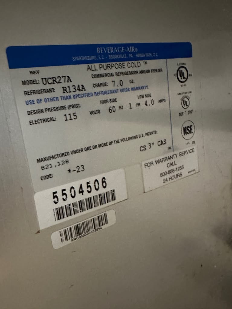 Dependable Condition – Beverage-Air UCR27A – 27" One-Section Commercial Undercounter Refrigerator – 6.2 Cu. Ft. – 115V – Fully Tested & Operational!